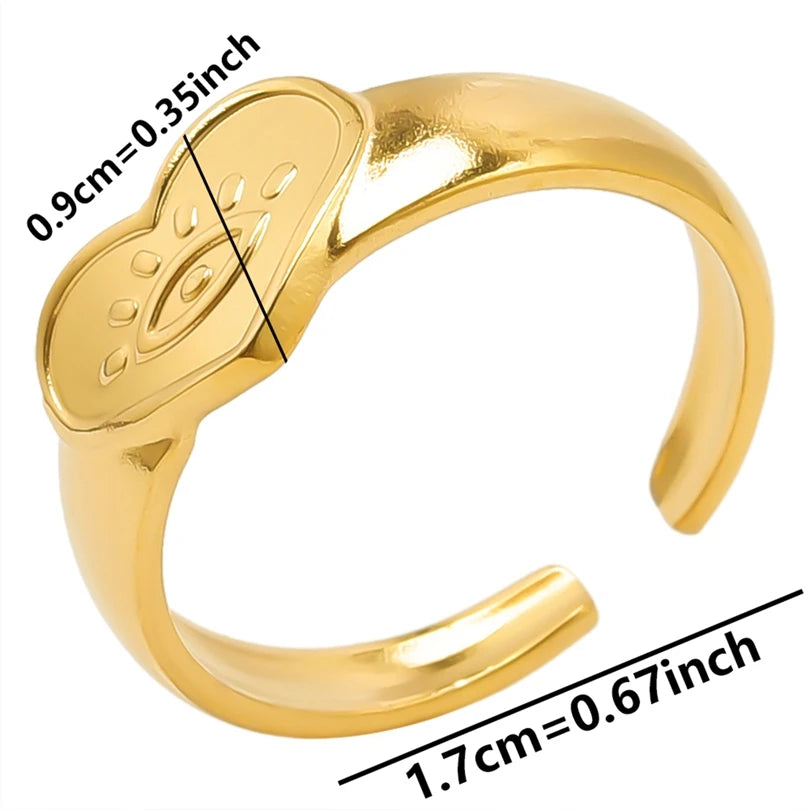 1 قطعة من خواتم عين النمر الكلاسيكية المصنوعة من الفولاذ المقاوم للصدأ القابلة للتعديل والمفتوحة للنساء والرجال إكسسوارات خاتم إصبع ذهبي اللون