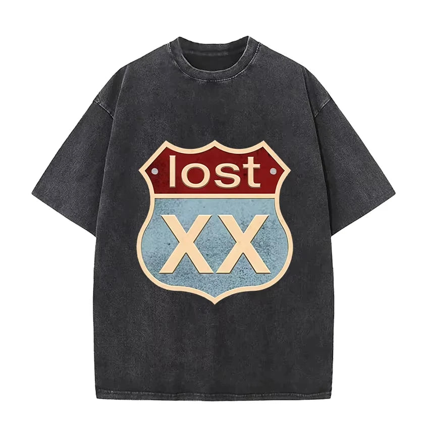 تي شيرت رجالي ونسائي صيفي بأكمام قصيرة من القطن بتصميم عتيق من مجموعة MGK Lost Americana Tour 2025-2026، هدية للمعجبين