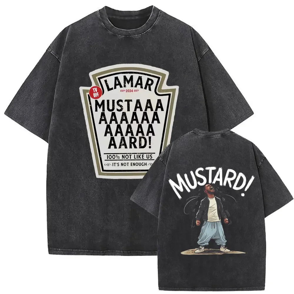 تي شيرت رجالي بتصميم ريترو مغسول من تصميم مغني الراب كندريك لامار، تي شيرت DAMN مطبوع عليه شعار الهيب هوب الحضري، مصنوع من القطن بنسبة 100% على الوجهين.