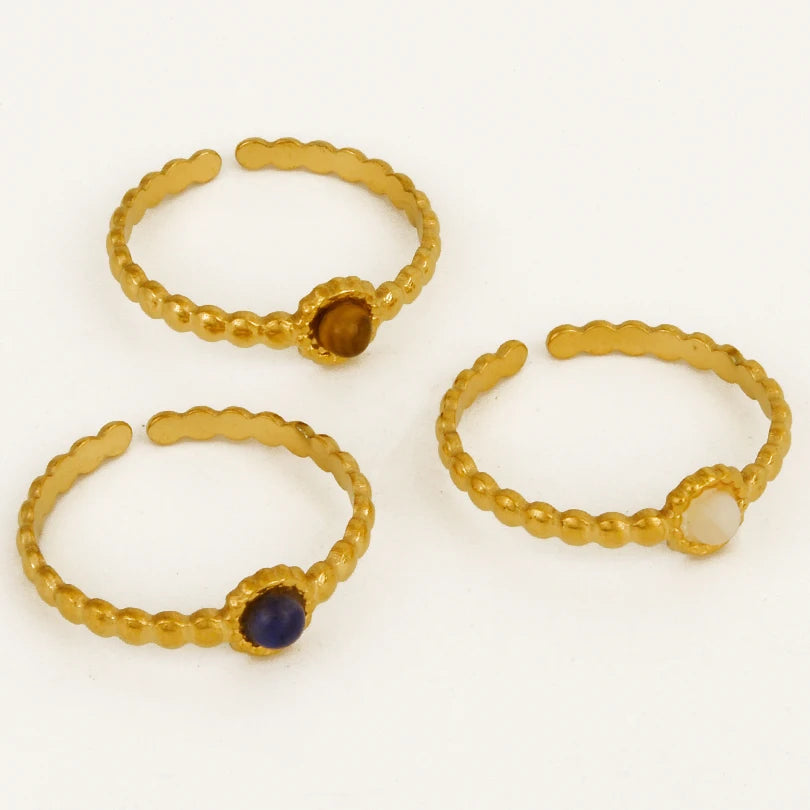 3/6 قطع خاتم دائري إبداعي من حجر عين النمر الحقيقي قابل للتعديل من الفولاذ المقاوم للصدأ خاتم مجوهرات للرجال والنساء هدية الذكرى السنوية إكسسوارات