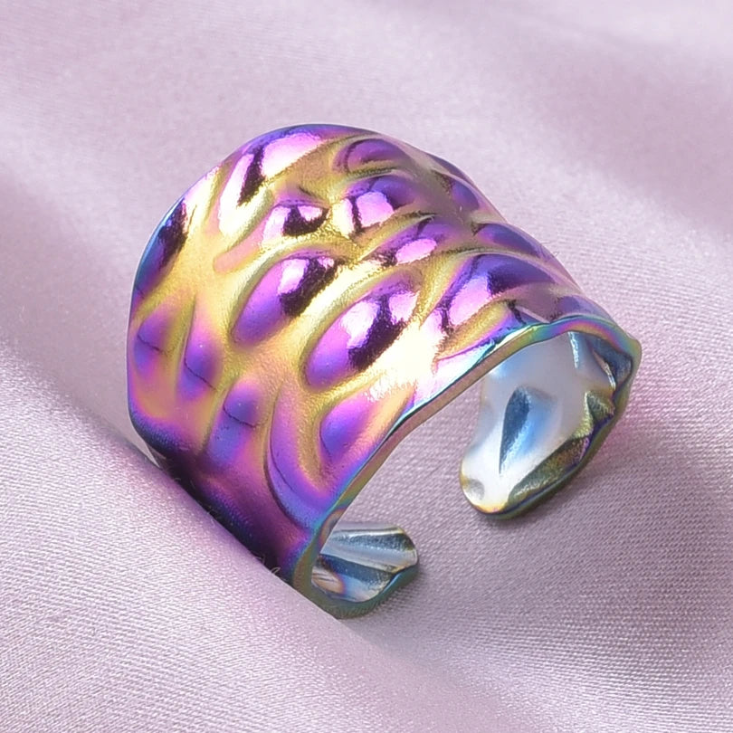 خواتم واسعة غير متساوية من الفولاذ المقاوم للصدأ للنساء والرجال، إكسسوارات، مجوهرات هندية، خاتم إصبع عتيق، هدية