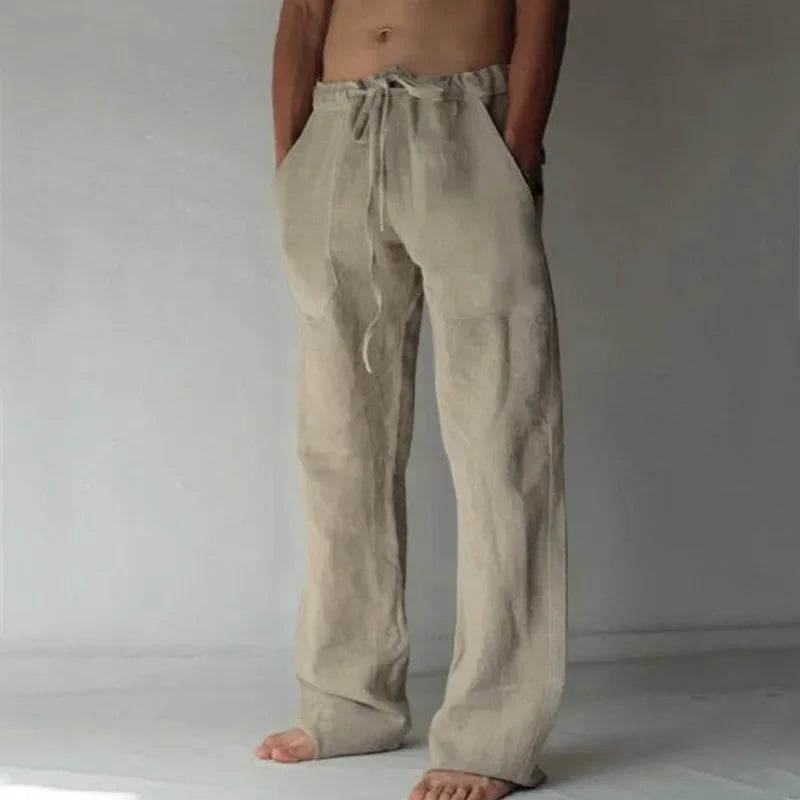 summer spring 2024 New Men's Cotton Linen Pants Male Autumn New Breathable Solid Color Linen Trousers Fitness Streetwear S-3XL