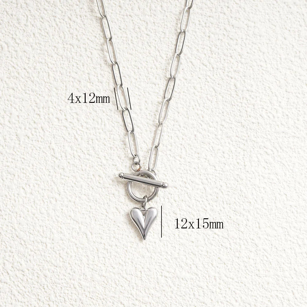 قلادات على شكل قلب من الفولاذ المقاوم للصدأ للنساء باللون الذهبي/الفضي بمشبك معدني قابل للتعديل، قلادة نسائية هدية عيد الحب