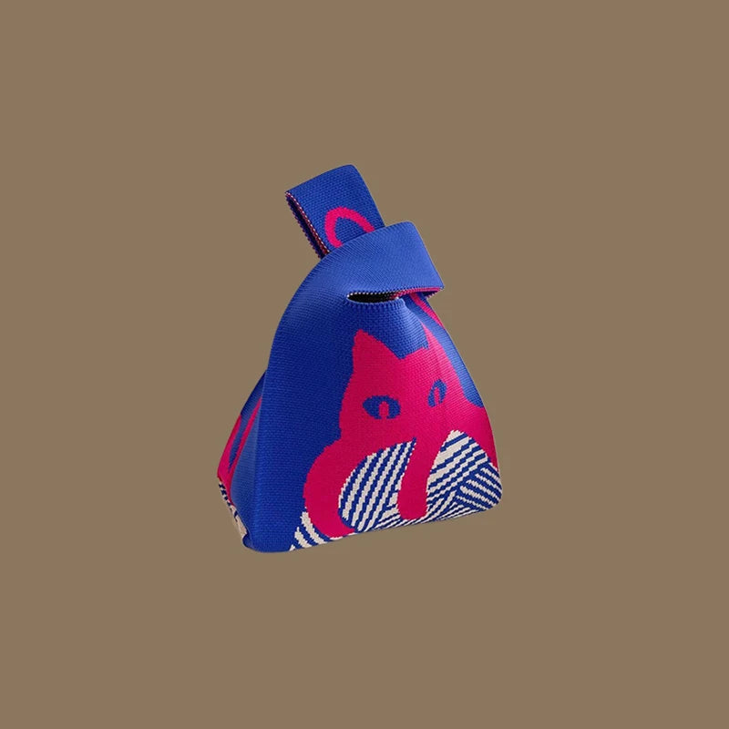 حقائب يد نسائية أنيقة مصنوعة يدويًا محبوكة، حقيبة معصم صغيرة بعقدة، حقيبة تسوق كورية كاجوال قابلة لإعادة الاستخدام