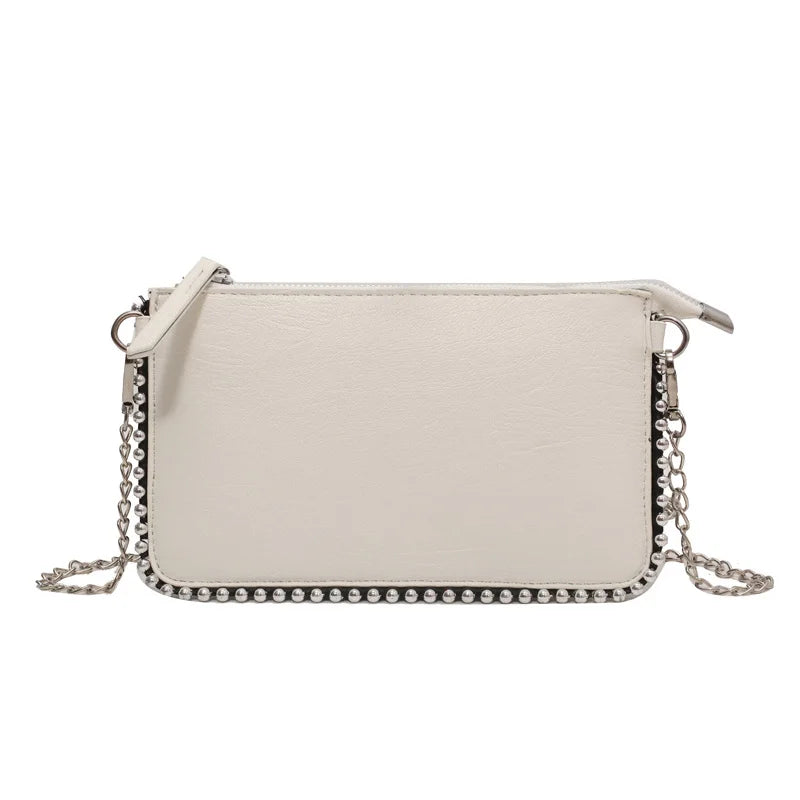 حقائب كروس بودي بتصميم بلون واحد للنساء، سلسلة أنيقة، محفظة للهاتف المحمول، حقيبة كتف أنيقة، حقيبة كتف رئيسية للنساء