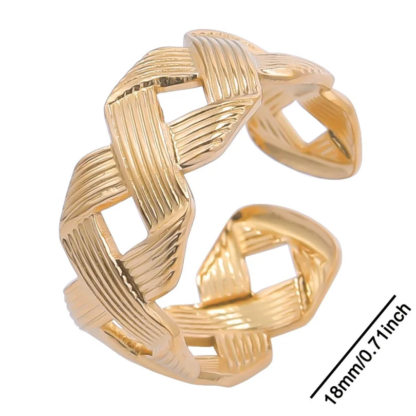 خواتم أنيقة مطلية بالذهب من الفولاذ المقاوم للصدأ، 6 قطع/مجموعة، بتصميمات زهور ونجوم وأوراق شجر وحب وثعبان، خواتم مجردة، مجوهرات نسائية بالجملة