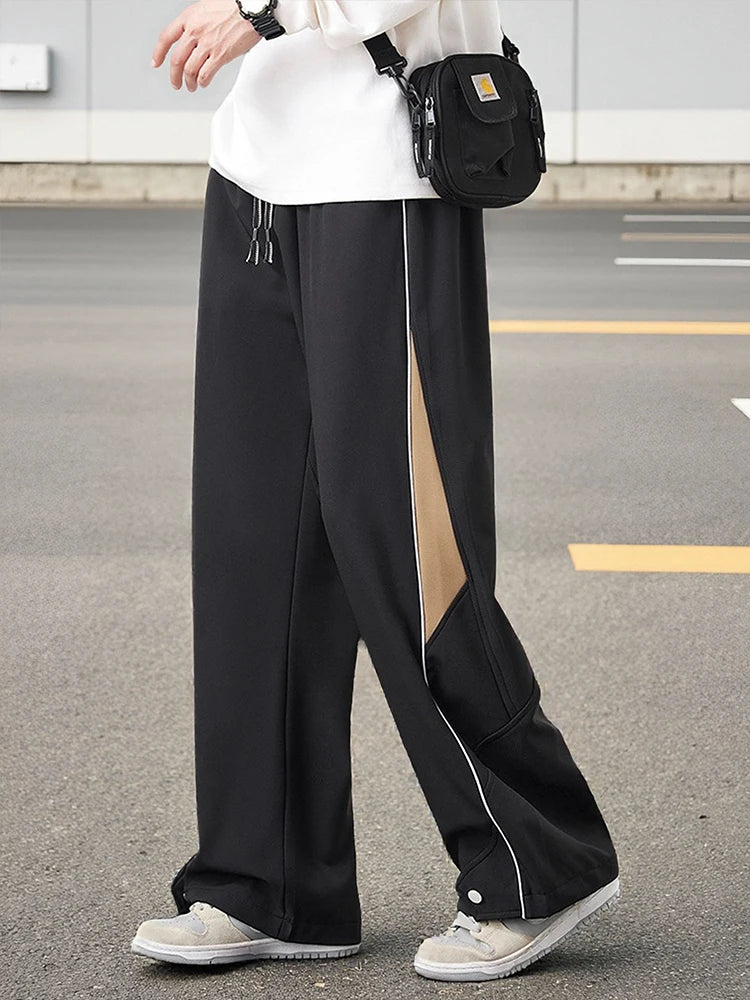 Men's Straight Sweatpants 2025 Autumn New Polyester/Spandex Streetwear Wide Leg Track Pants Loose Fit Casual Sport Trousers 8XL