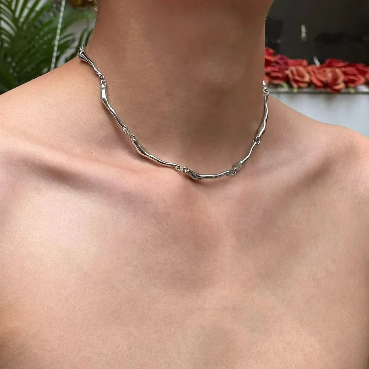 قلادة جديدة للرجال على شكل موجة غير منتظمة من الفولاذ المقاوم للصدأ على شكل سلسلة فيجارو كوبية للرجال والنساء مجوهرات