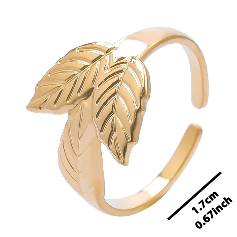 خواتم أنيقة مطلية بالذهب من الفولاذ المقاوم للصدأ، 6 قطع/مجموعة، بتصميمات زهور ونجوم وأوراق شجر وحب وثعبان، خواتم مجردة، مجوهرات نسائية بالجملة