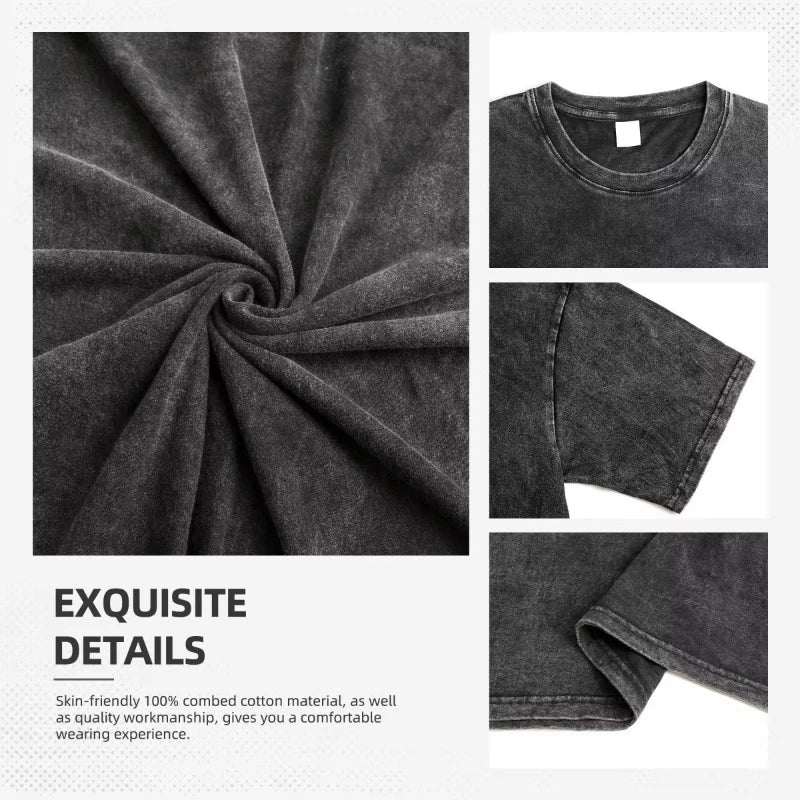 تي شيرت رجالي مطبوع عليه Manga Demon Slayer Kokushibo بأكمام قصيرة من القطن المغسول تي شيرت كاجوال عتيق تي شيرت Harajuku