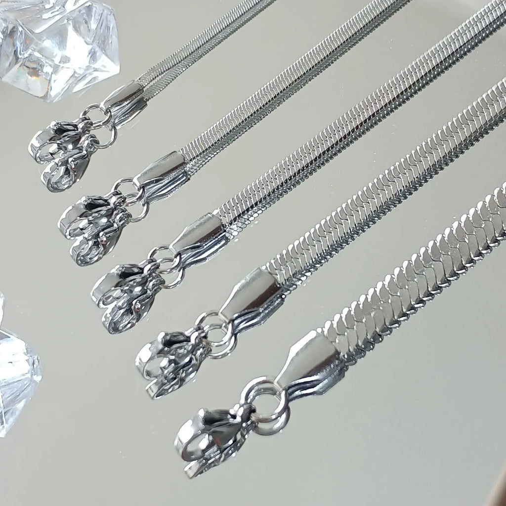 قلادة رجالية من الفضة الإسترلينية عيار 925 على شكل ثعبان مسطح بطول 4 مم، سلسلة بانك، مجوهرات نسائية، إكسسوارات حفلات عصرية للبيع بالجملة