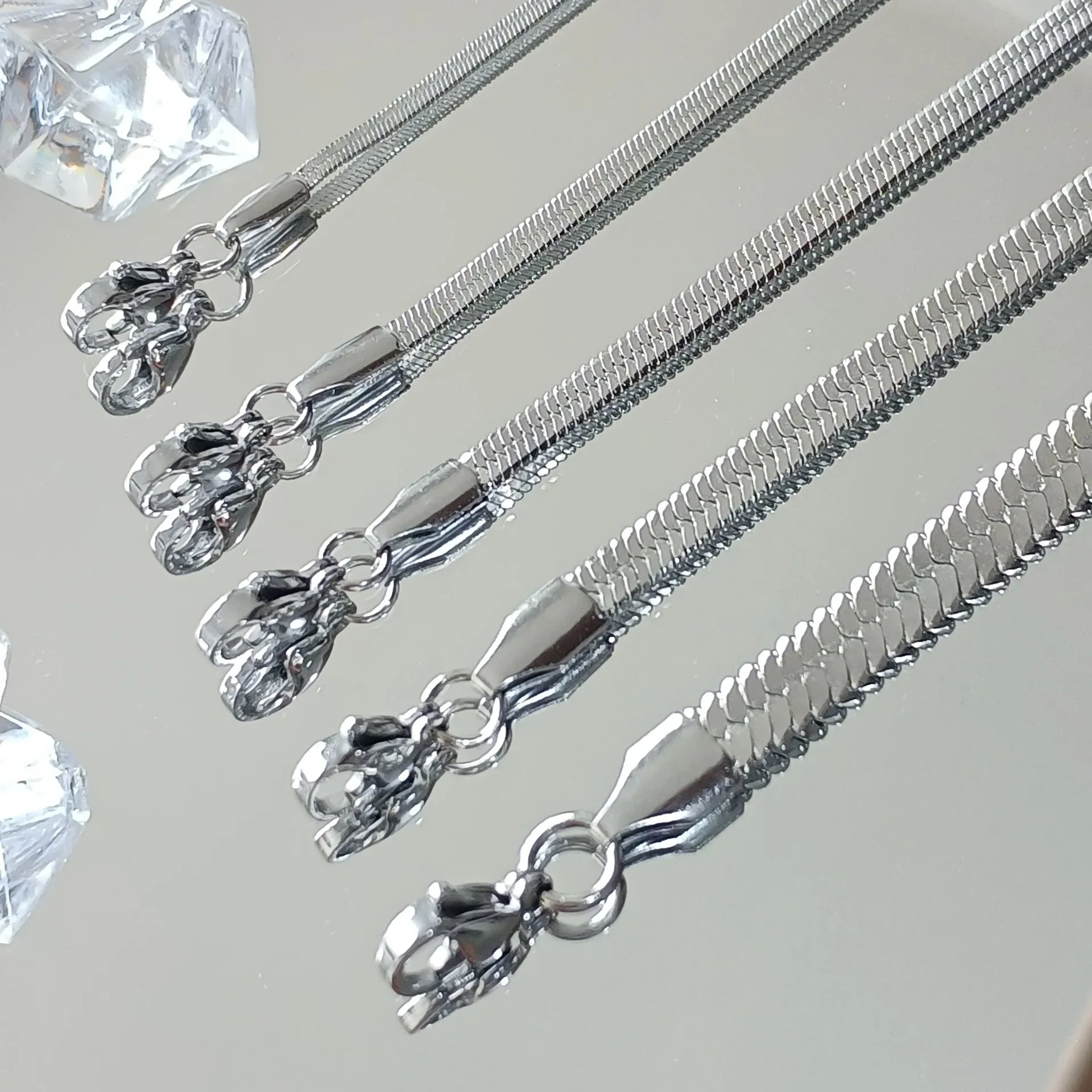 قلادة رجالية من الفضة الإسترلينية عيار 925 على شكل ثعبان مسطح بطول 4 مم، سلسلة بانك، مجوهرات نسائية، إكسسوارات حفلات عصرية للبيع بالجملة