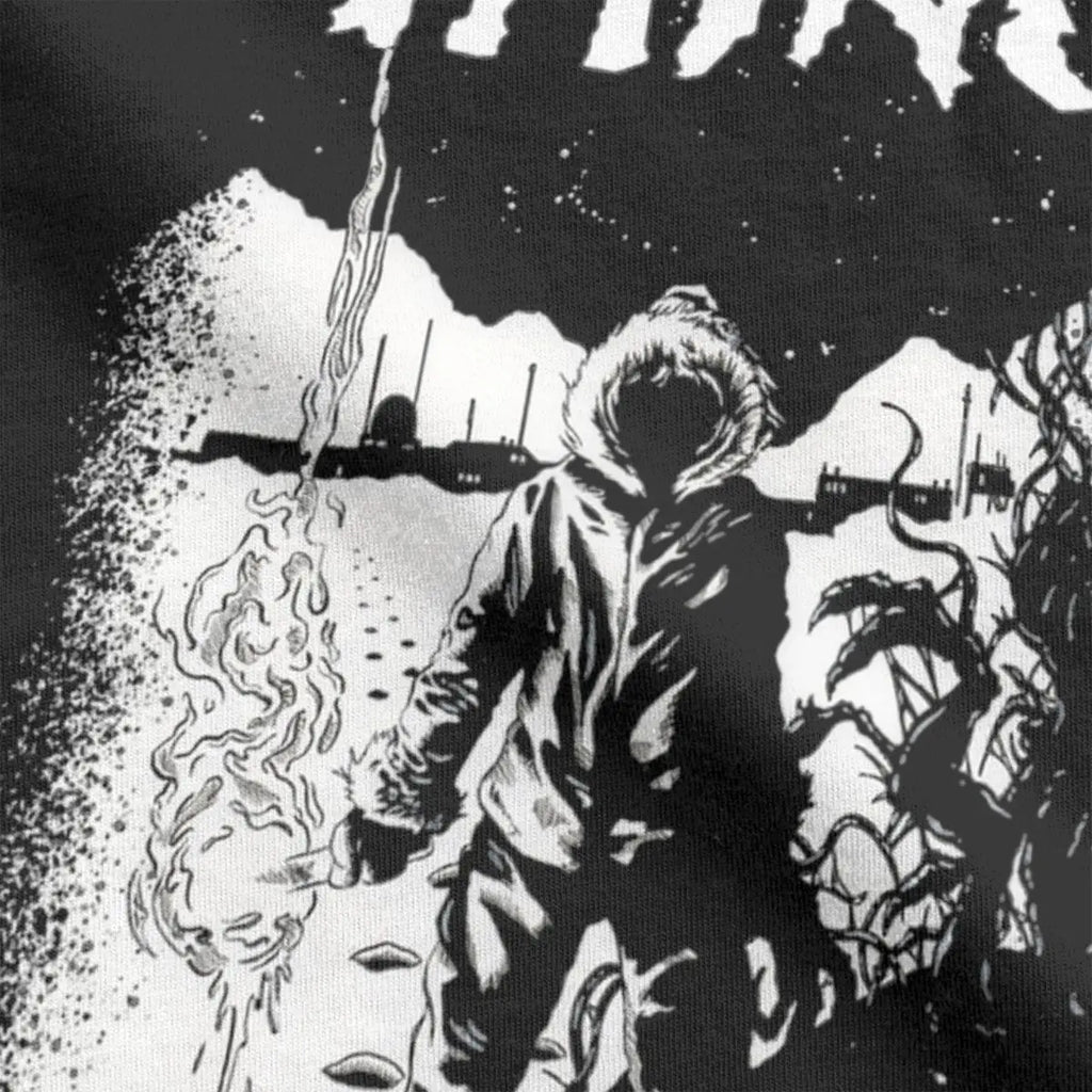 تي شيرت رجالي من فيلم الرعب عام 1982، تي شيرت كاجوال من القطن الخالص، تي شيرت بأكمام قصيرة، تي شيرت بياقة مستديرة، تي شيرت صيفي