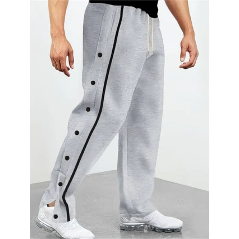 Autumn New Fashion Men's Casual Sports Buttoned Pants Straight Drawstring Trousers