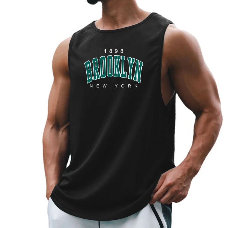 1898 Brooklyn New York Printed Summer Fashion Sports Tank Tops Mens Quick Dry Running Vest Mesh Gym Clothing Basketball Jerseys