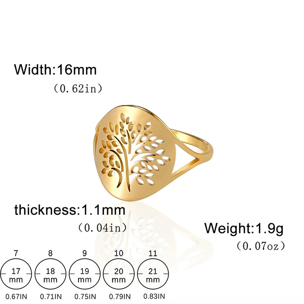 خاتم لاكتون بتصميم شجرة الحياة، مصنوع من الفولاذ المقاوم للصدأ، بلون فضي، مناسب للرجال والنساء، جديد في عالم المجوهرات، هدية مثالية للأزواج في حفلات الزفاف