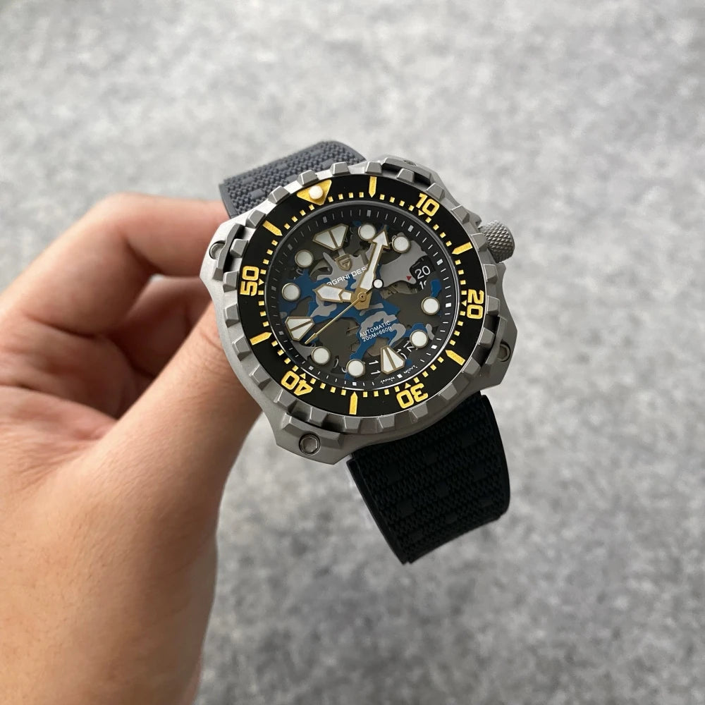 ساعة باجاني ديزاين 40 مم مجوفة للرجال بتصميم عسكري ميكانيكي من التيتانيوم للغوص والرياضة للرجال ساعات ميكانيكية أوتوماتيكية