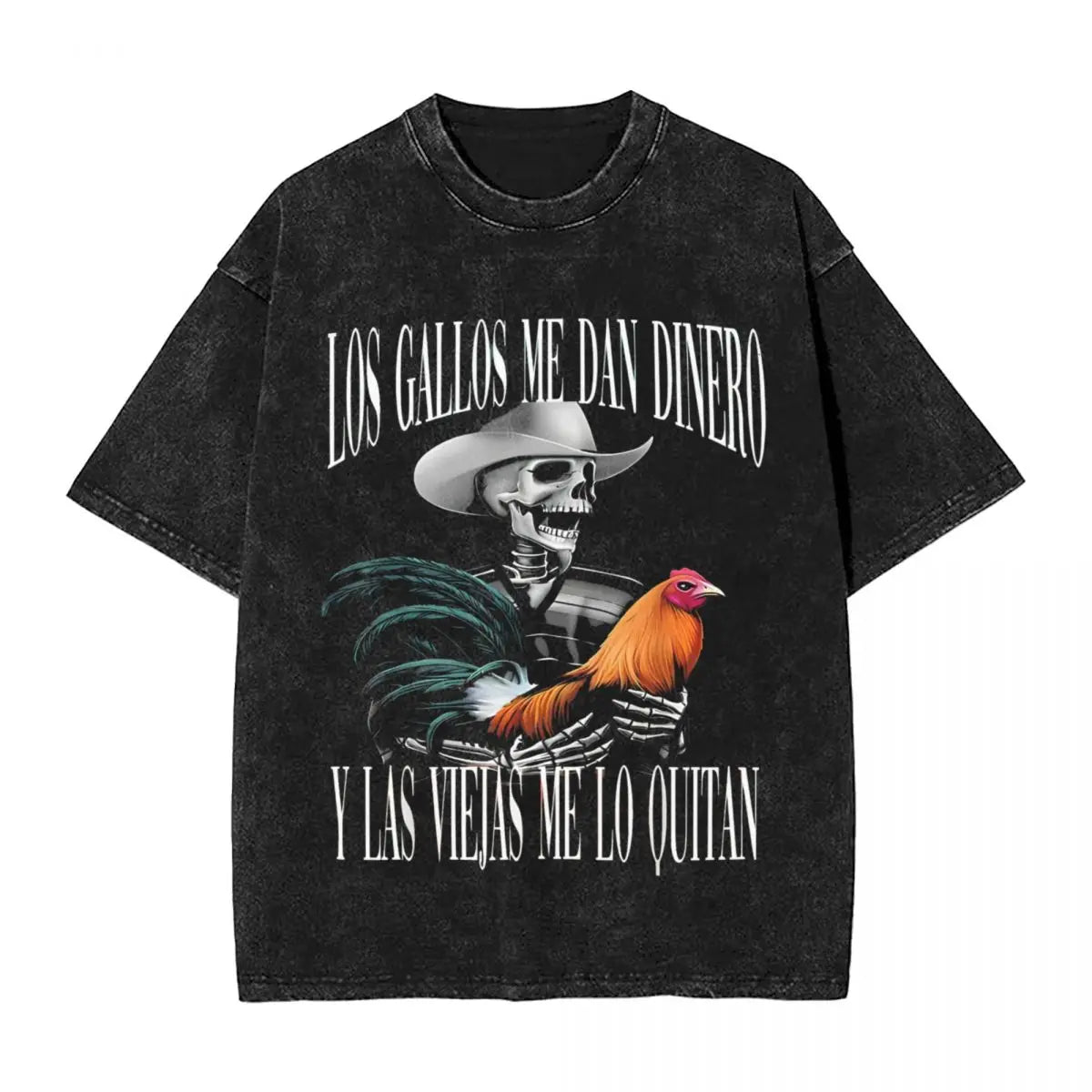 تي شيرت Calacas Chidas Gym Fitness Con Frases Sarcasticas Washed للرجال والنساء، تي شيرتات كلاسيكية، ملابس الشارع Harajuku كاجوال للجنسين