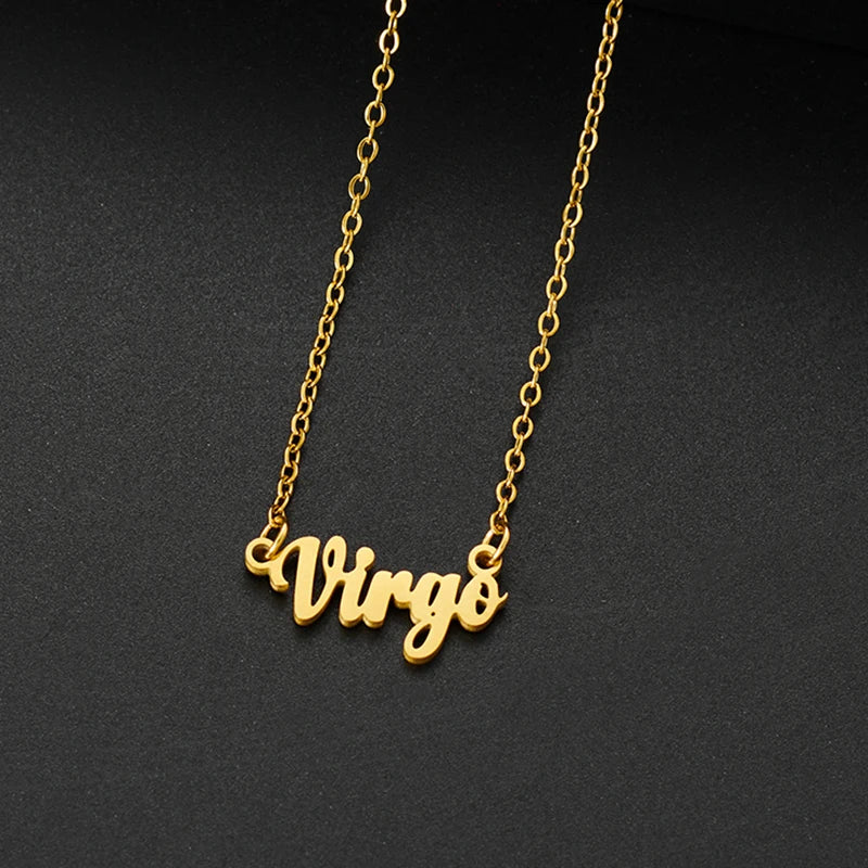 Stainless Steel 12 Zodiac Constellation Necklace for Women Aries Gemini Aquarius Pisces Leo Pendants Necklaces Astrology Jewelry