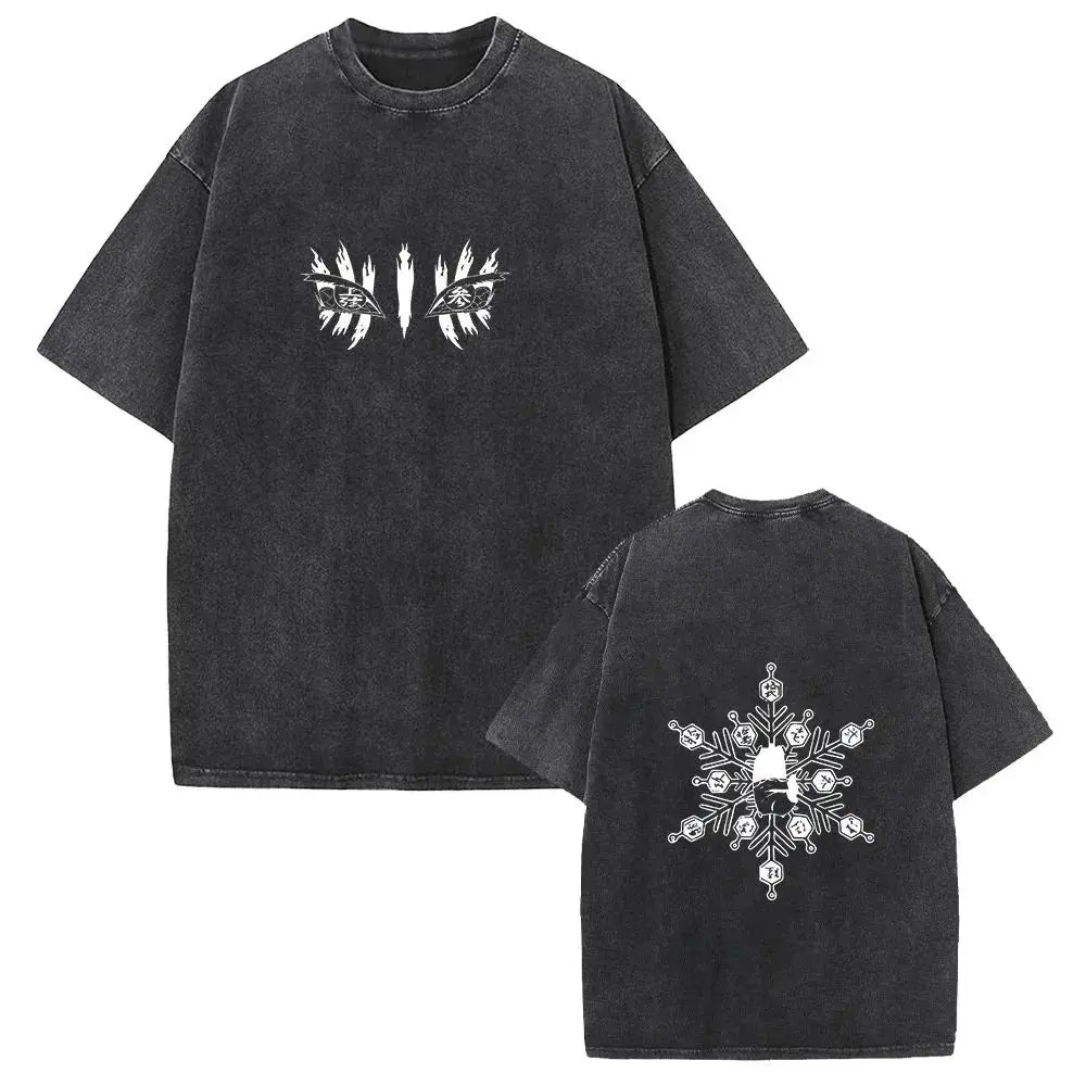تي شيرت Akaza Koyuki Graphic Washed Large Size Y2K تي شيرت Manga Demon Slayer بأكمام قصيرة من القطن الناعم للرجال والنساء