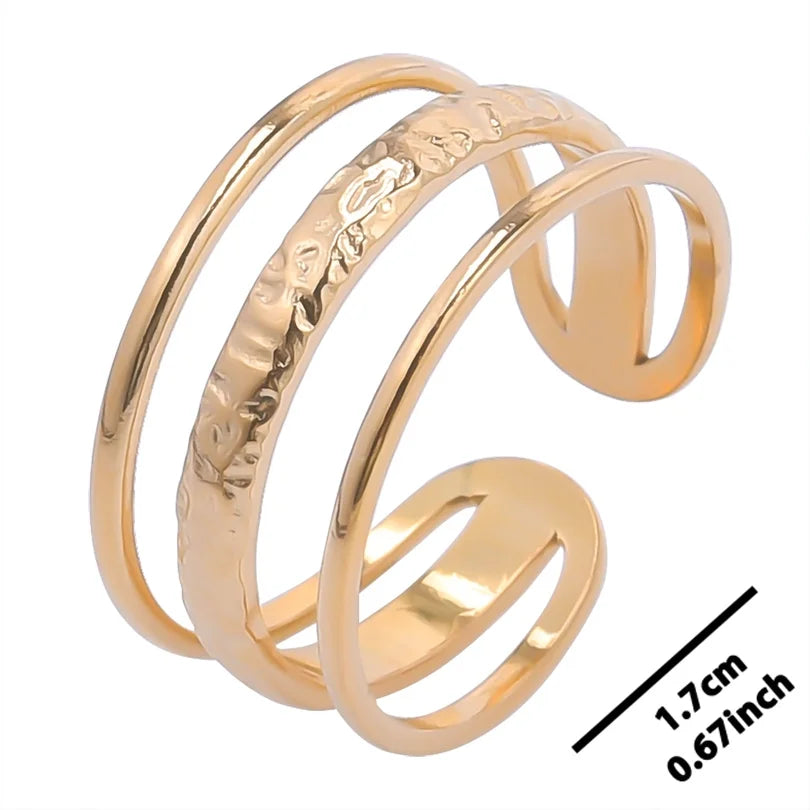 خواتم أنيقة مطلية بالذهب من الفولاذ المقاوم للصدأ، 6 قطع/مجموعة، بتصميمات زهور ونجوم وأوراق شجر وحب وثعبان، خواتم مجردة، مجوهرات نسائية بالجملة