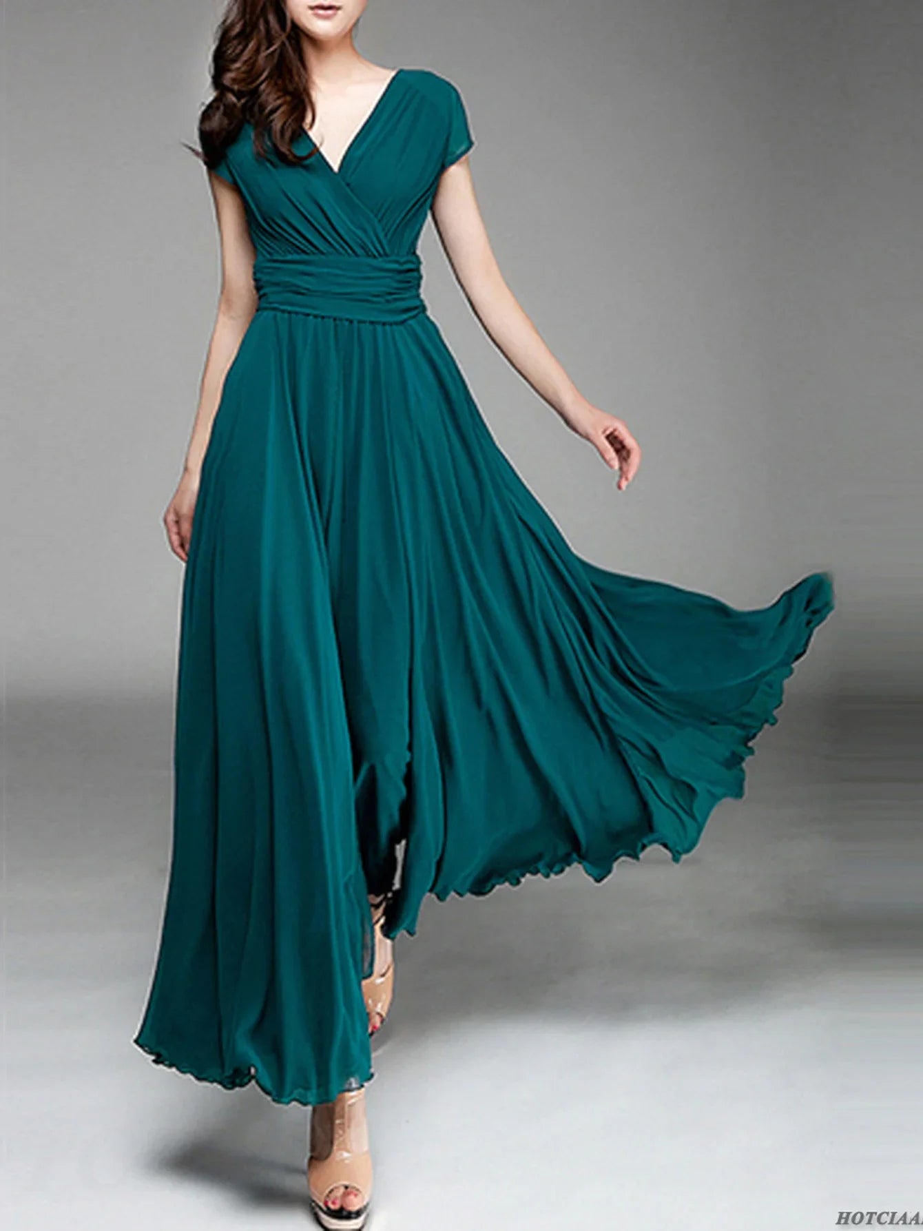 Women Ladies Clothing Short-Sleeve Sexy Club Boho Beach Dress Lady Summer Deep V Neck Party Long Maxi Dress