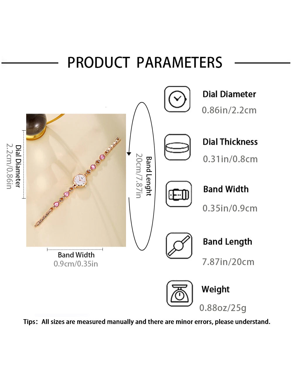 قطعتان من سوار ساعة كوارتز فاخر وبسيط للنساء، بالإضافة إلى محفظة صغيرة وردية اللون لحفظ البطاقات، هدية مثالية لـ