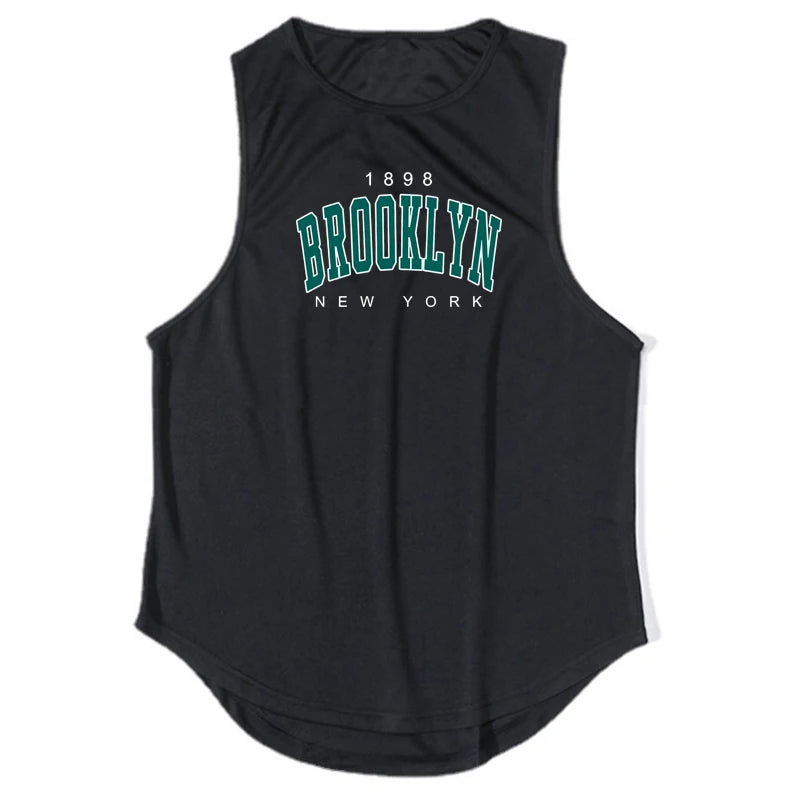 1898 Brooklyn New York Printed Summer Fashion Sports Tank Tops Mens Quick Dry Running Vest Mesh Gym Clothing Basketball Jerseys