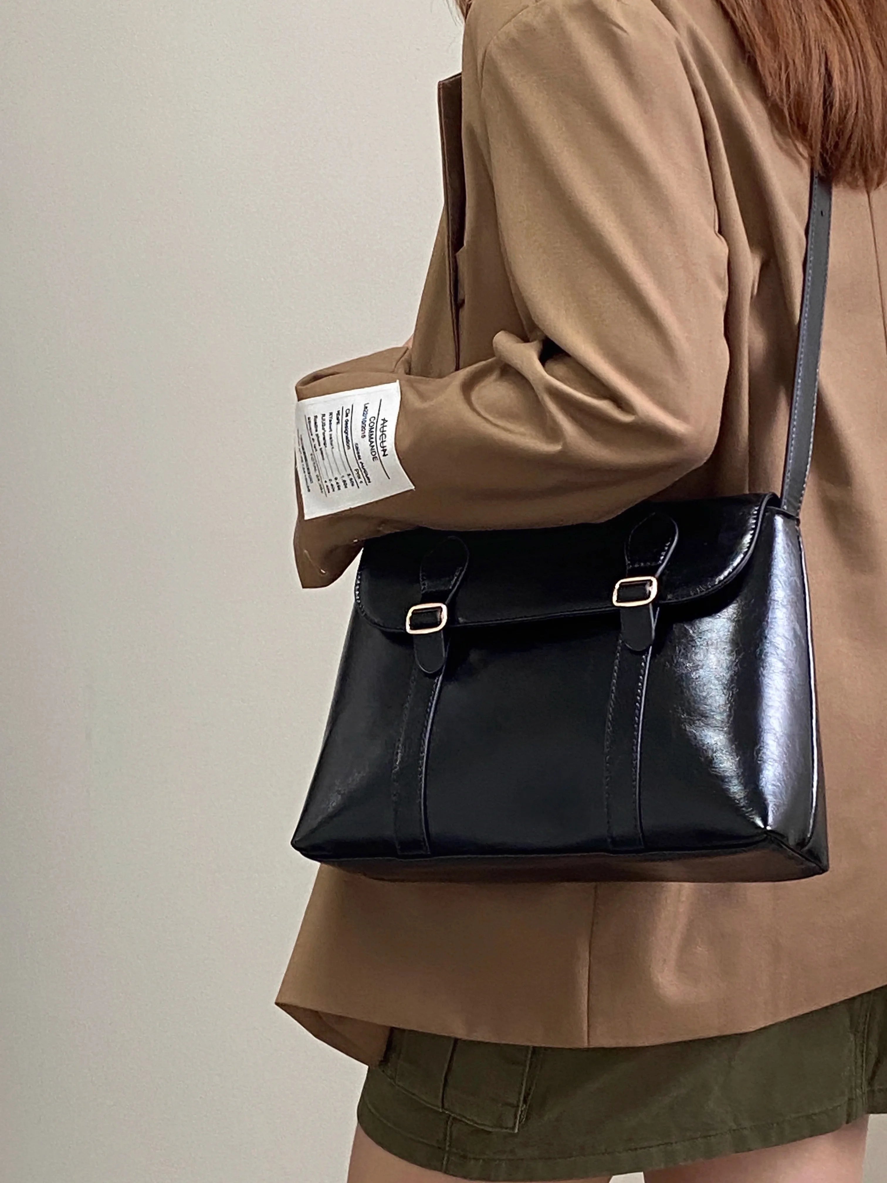 حقيبة كتف نسائية كلاسيكية كبيرة السعة، حقيبة يد نسائية من الجلد الصناعي، حقيبة مراسلة نسائية، حقيبة كتب لطالبات الجامعات