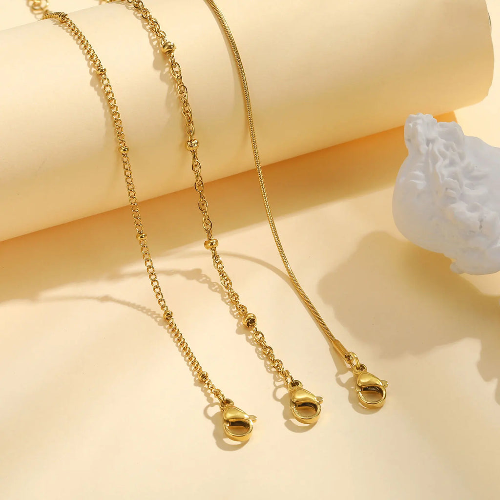 سوار نسائي رفيع من الفولاذ المقاوم للصدأ مطلي بالذهب عيار 18 قيراطًا، سلسلة معصم مقاومة للماء