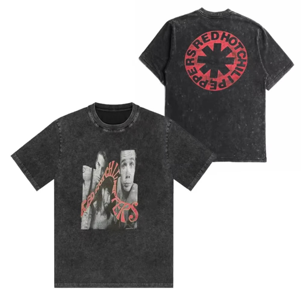 تي شيرت رجالي ونسائي مطبوع عليه شعار فرقة ريد هوت تشيلي بيبرز، مصنوع من القطن المغسول بتصميم هيب هوب، بأكمام قصيرة، ومقاسات كبيرة، مناسب للصيف