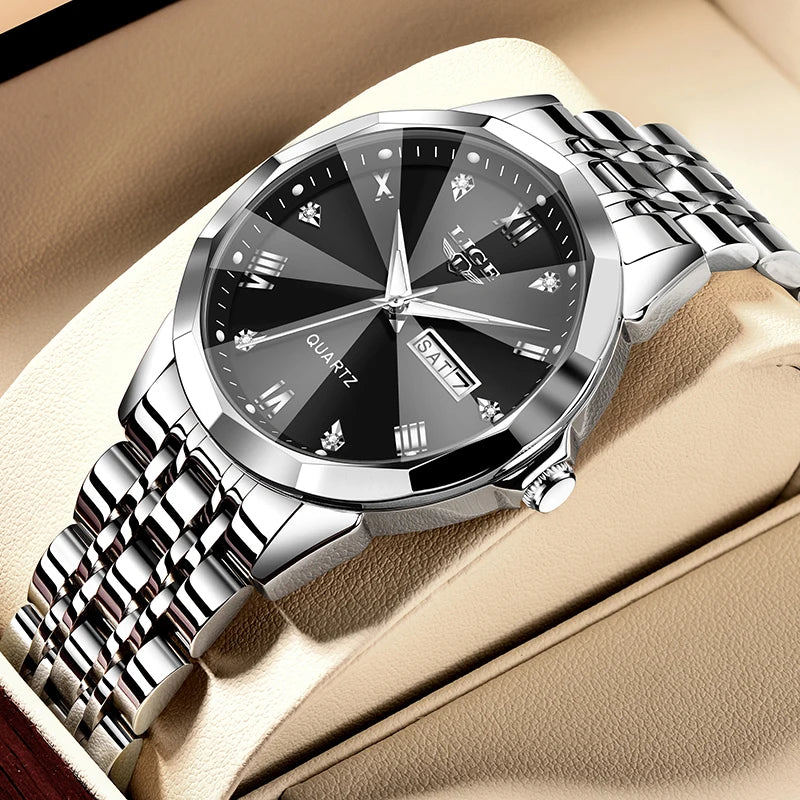 ساعة LIGE النسائية الجديدة، ساعة كوارتز أنيقة وعصرية، مقاومة للماء، مزودة بإضاءة خلفية وتاريخ، مصنوعة من الفولاذ المقاوم للصدأ، هدية مثالية للصديقة أو الحبيبة