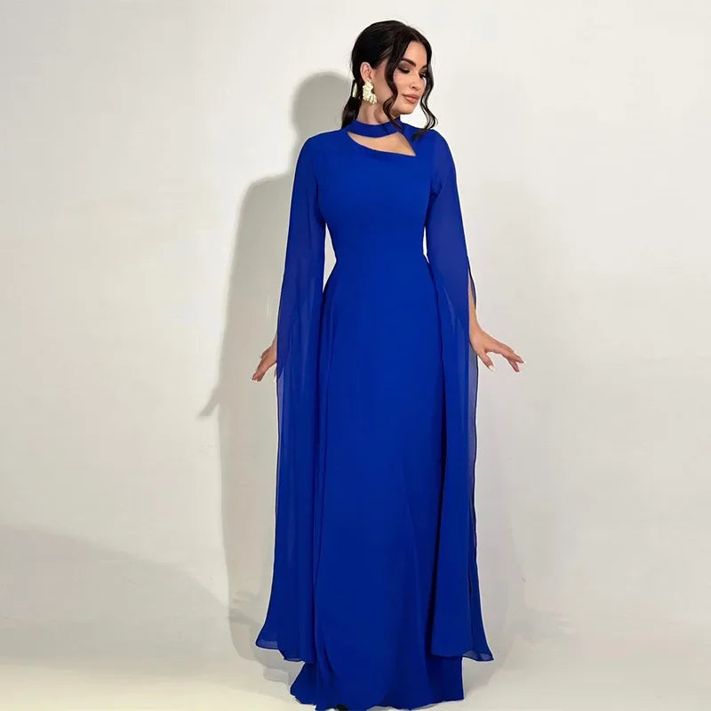 Summer Women's Clothing O-neck Long Sleeve Party Dress Elegant Solid Color Robe Dress Fashion High Waist Slim Evening Dress