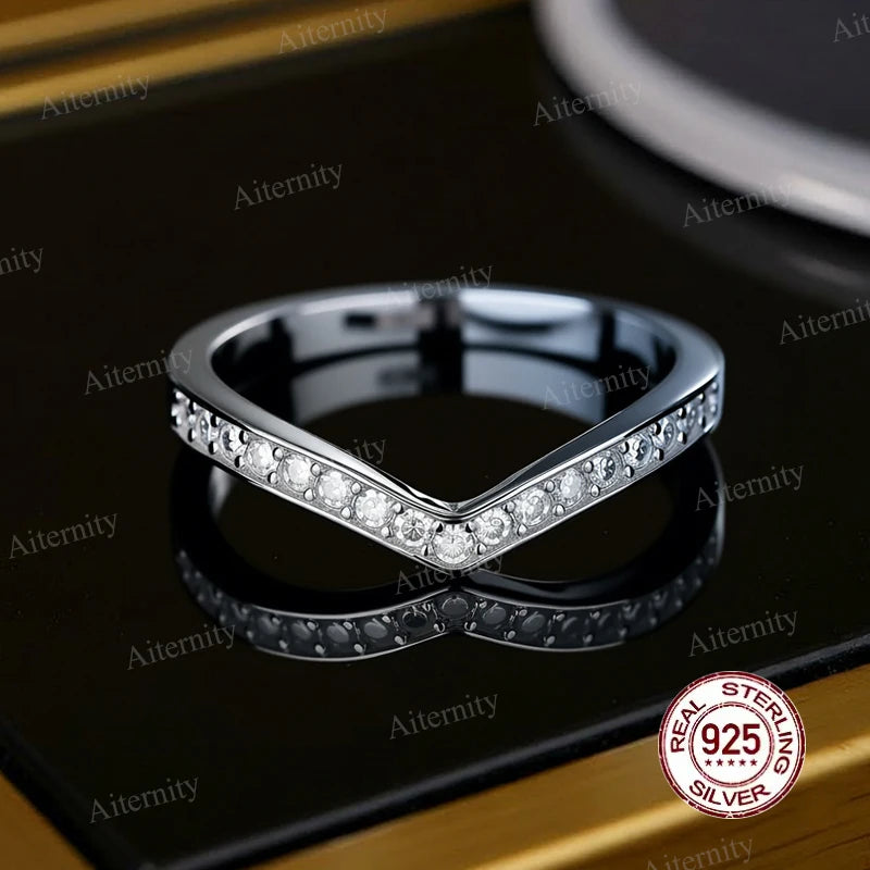 خاتم فضة أصلي 100% S925 للرجال والنساء فاخر لامع D VVS1 مويسانيتي اجتياز قلم اختبار الماس وخواتم الزركون للجنسين