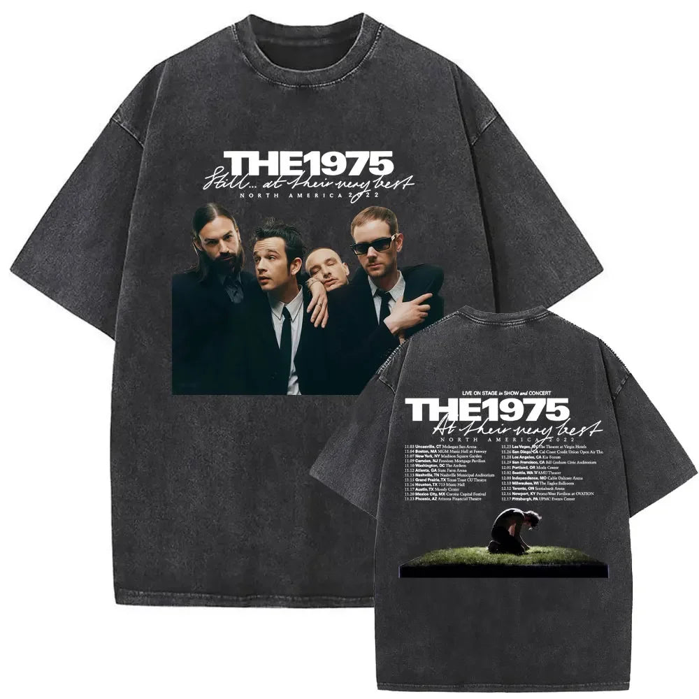 تي شيرت صيفي مغسول عتيق 1975 حول قميصك المطبوع، تي شيرت مضحك في ألبوم بلغة أجنبية، تي شيرت رجالي هيب هوب قطني كاجوال