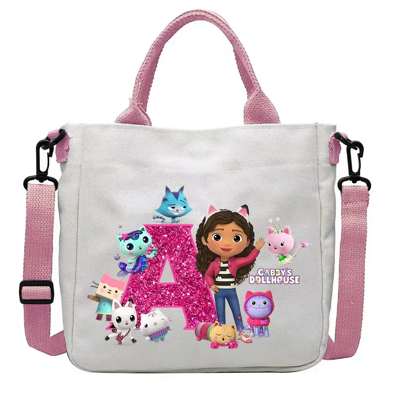 حقيبة كتف أنيقة بتصميم بيوت الدمى غابي للأولاد والبنات على شكل أنمي وحقيبة حمل أنيقة عليها حروف كرتونية وحقيبة يد من القماش وحقيبة كروس بودي وهدايا أعياد الميلاد