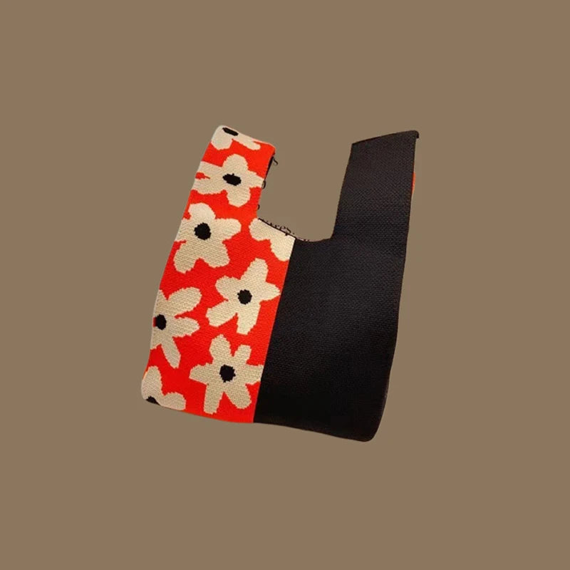 حقائب يد نسائية أنيقة مصنوعة يدويًا محبوكة، حقيبة معصم صغيرة بعقدة، حقيبة تسوق كورية كاجوال قابلة لإعادة الاستخدام