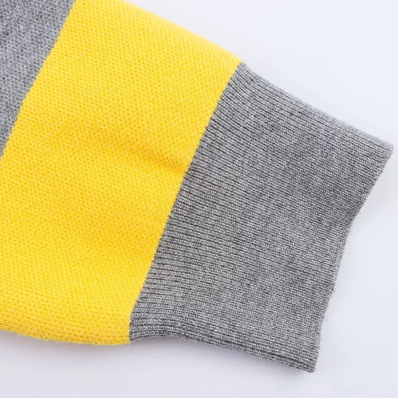 بلوزة نسائية محبوكة مخططة بأكمام طويلة وياقة بولو مناسبة للخريف والشتاء، بلوفر، ملابس أنيقة غير رسمية، جديدة لعام 2025