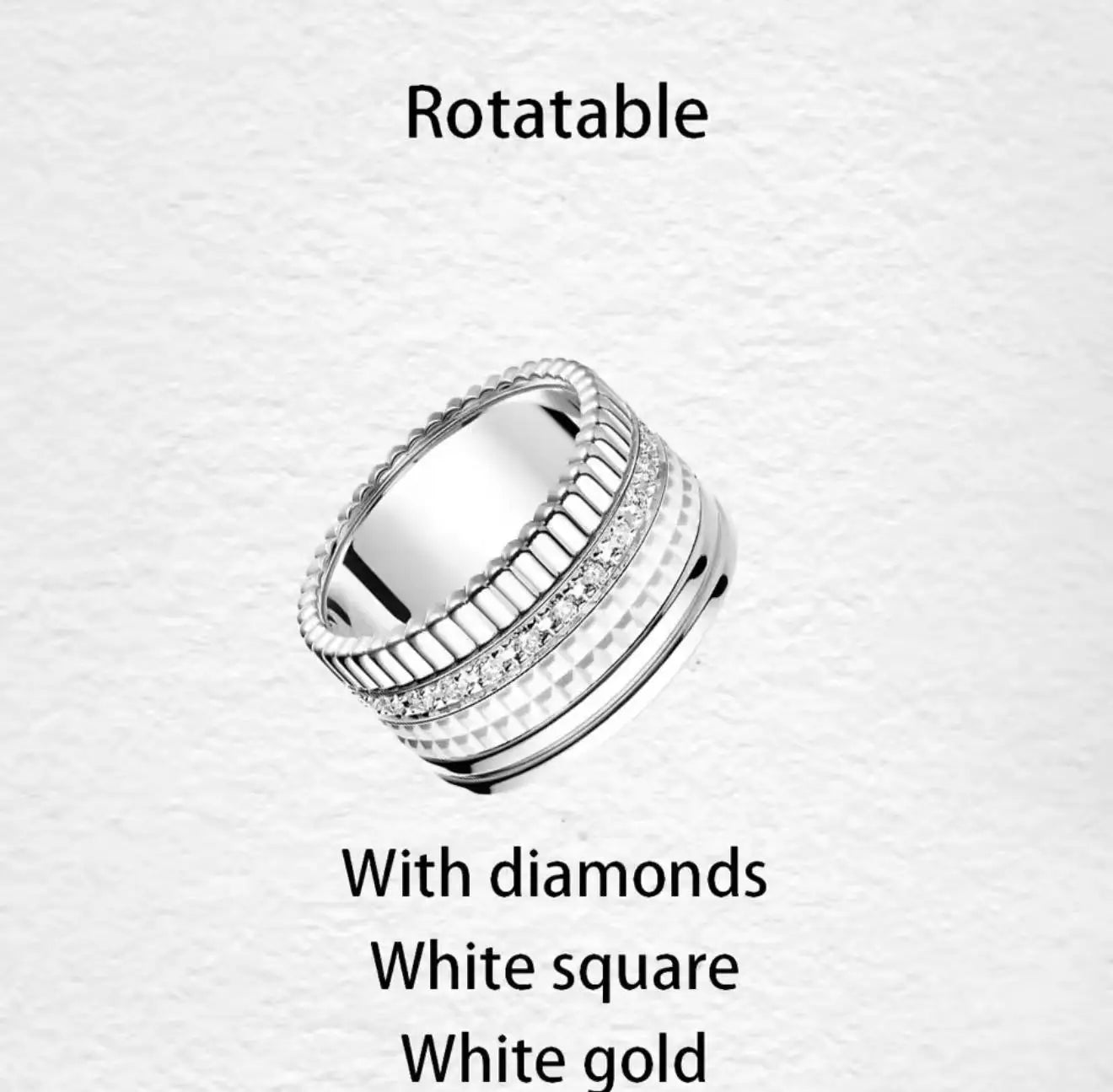 خواتم دوارة فاخرة على الطراز الفرنسي للرجال والنساء قابلة للدوران مصنوعة من مادة الموزانيت عالية الجودة باللونين الأسود والأبيض هدية للمهرجانات