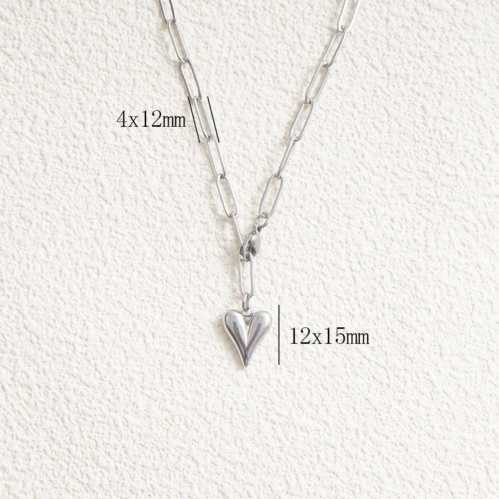 قلادات على شكل قلب من الفولاذ المقاوم للصدأ للنساء باللون الذهبي/الفضي بمشبك معدني قابل للتعديل، قلادة نسائية هدية عيد الحب