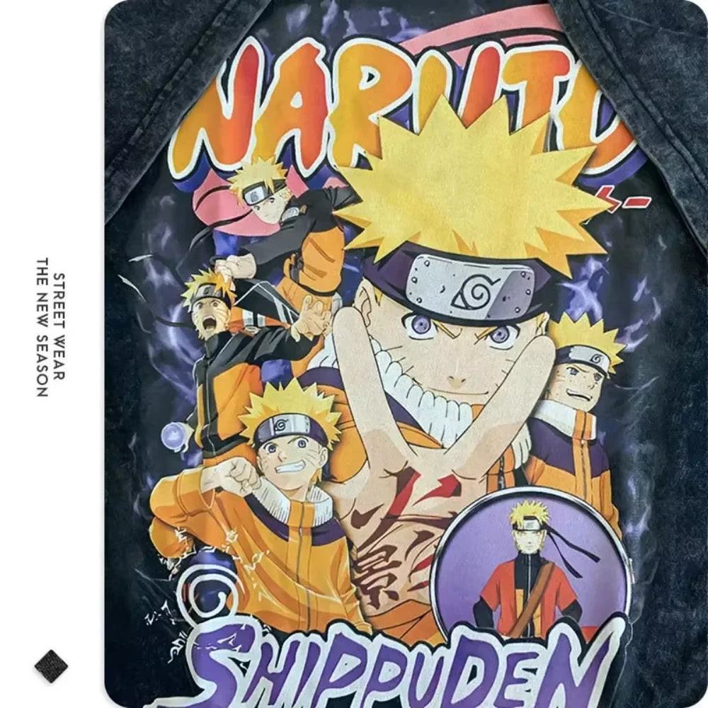 تيشيرتات MINISO، تيشيرتات عتيقة مغسولة، مطبوع عليها صورة أوتشيها إيتاشي، مقاس كبير، ملابس الشارع، مانجا، كاكاشي، ميناتو، أوبيتو، تيشيرتات، للرجال، للنساء