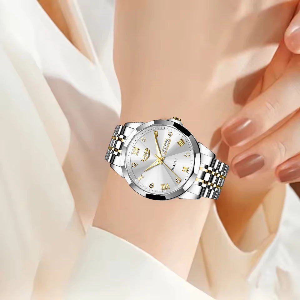 ساعة LIGE النسائية الجديدة، ساعة كوارتز أنيقة وعصرية، مقاومة للماء، مزودة بإضاءة خلفية وتاريخ، مصنوعة من الفولاذ المقاوم للصدأ، هدية مثالية للصديقة أو الحبيبة