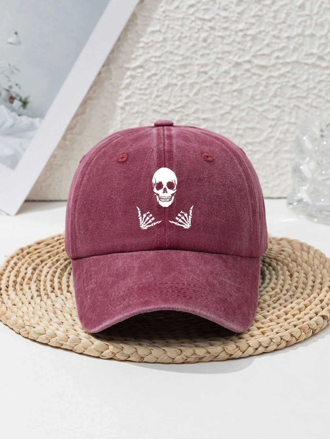 قبعة بيسبول مطبوعة برسومات جمجمة للرجال والنساء، مناسبة لتزيين الرأس في الهالوين، وقبعة يومية كاجوال من نوع "منقار البط".