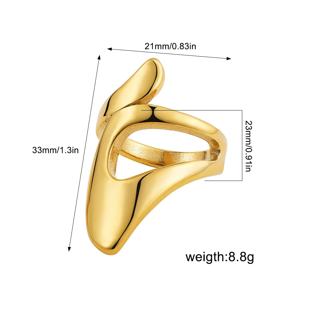 خواتم عتيقة من الفولاذ المقاوم للصدأ للنساء، بتصميم بانك، سميكة، غير منتظمة، ناعمة، قابلة للتعديل، مفتوحة، مجوهرات، هدايا زفاف