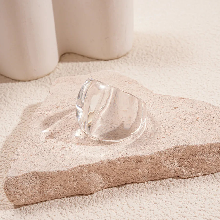 خاتم من الراتنج الأكريليكي بألوان الحلوى، بتصميم هندسي دائري بسيط وعصري، مناسب للأصابع، خواتم نسائية قابلة للتكديس، إكسسوارات مجوهرات يدوية.