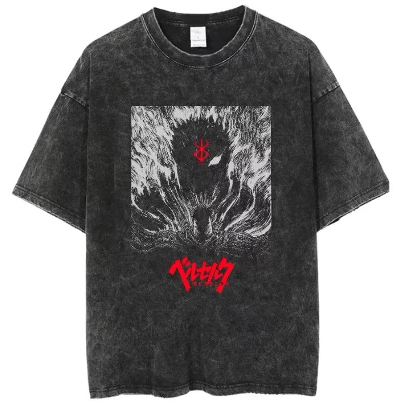 تي شيرت رجالي ونسائي هاراجوكو أسود مغسول بنمط الهيب هوب وأزياء الشارع اليابانية والرسوم المتحركة تي شيرت كاجوال بأكمام قصيرة صيفية