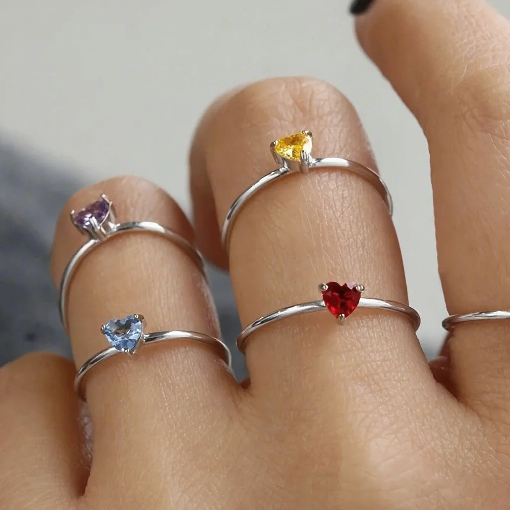 خواتم مفتوحة على شكل قلب ملون مرصعة بالزركون المكعب للنساء، خاتم أميرة أنيق بلون ذهبي من الفولاذ المقاوم للصدأ، هدية زفاف