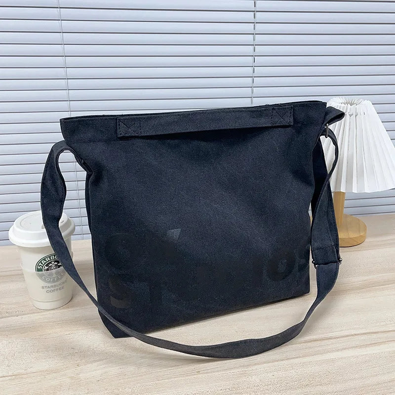 حقيبة قماشية سميكة مغسولة جديدة، حقيبة يد وكتف نسائية كورية، حقائب تسوق نسائية ذات سعة كبيرة، حقائب مدرسية للطالبات