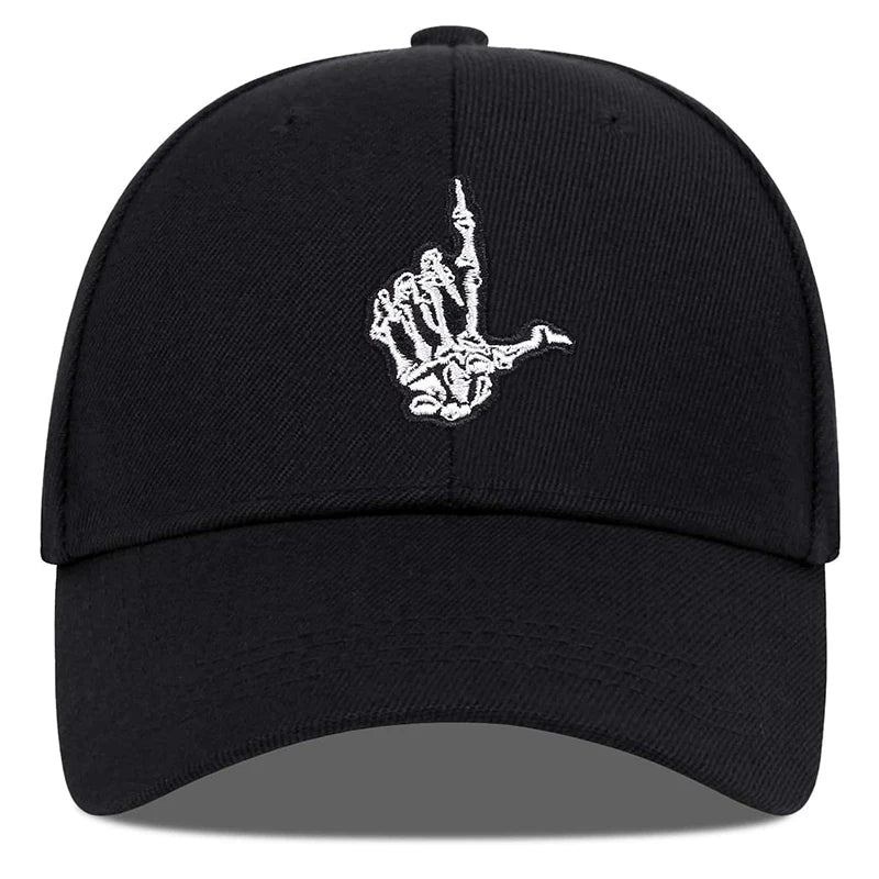 قبعات بيسبول مطرزة بأصابع هيكل عظمي للجنسين للربيع والخريف قبعات كاجوال قابلة للتعديل وقبعة واقية من الشمس