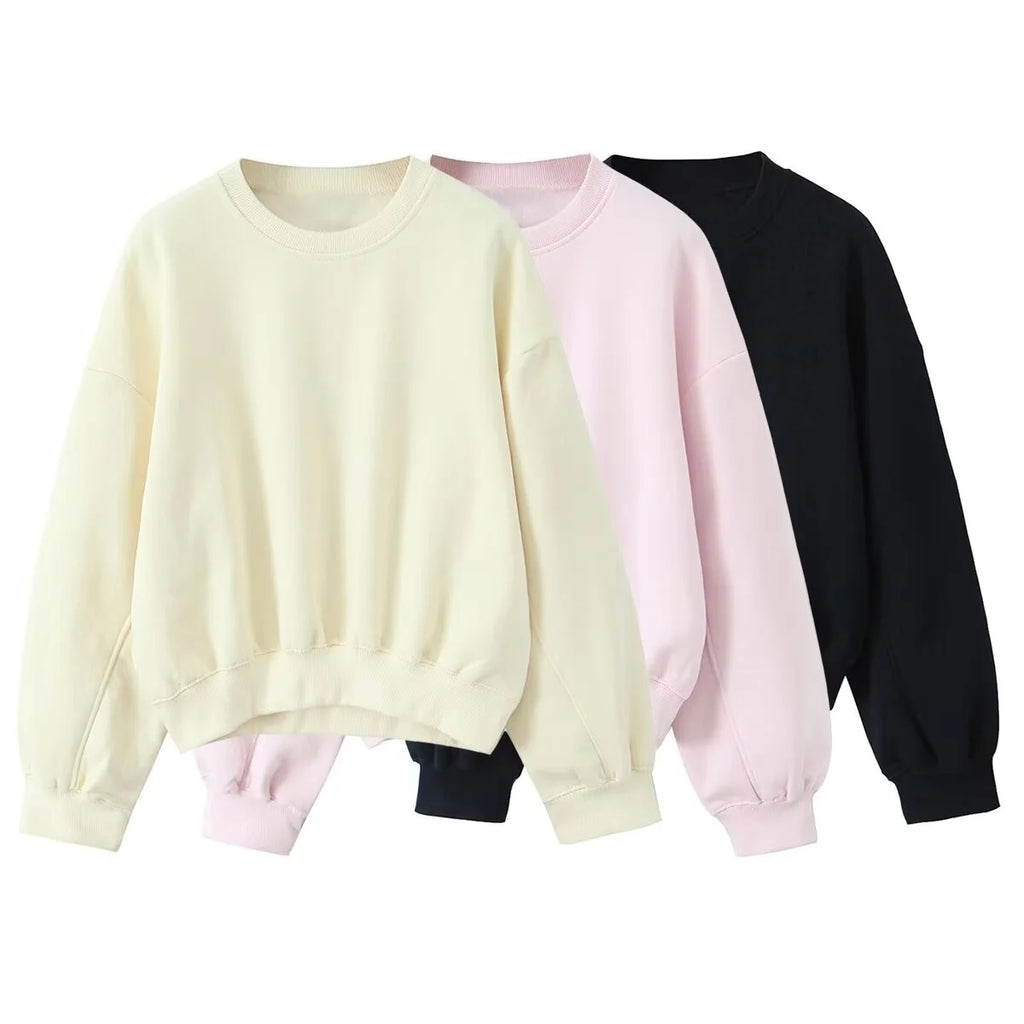 2025 الخريف جديد المرأة عارضة أزياء مزاجه بسيطة الأساسية جولة الرقبة طويلة الأكمام الفانيلا البلوز